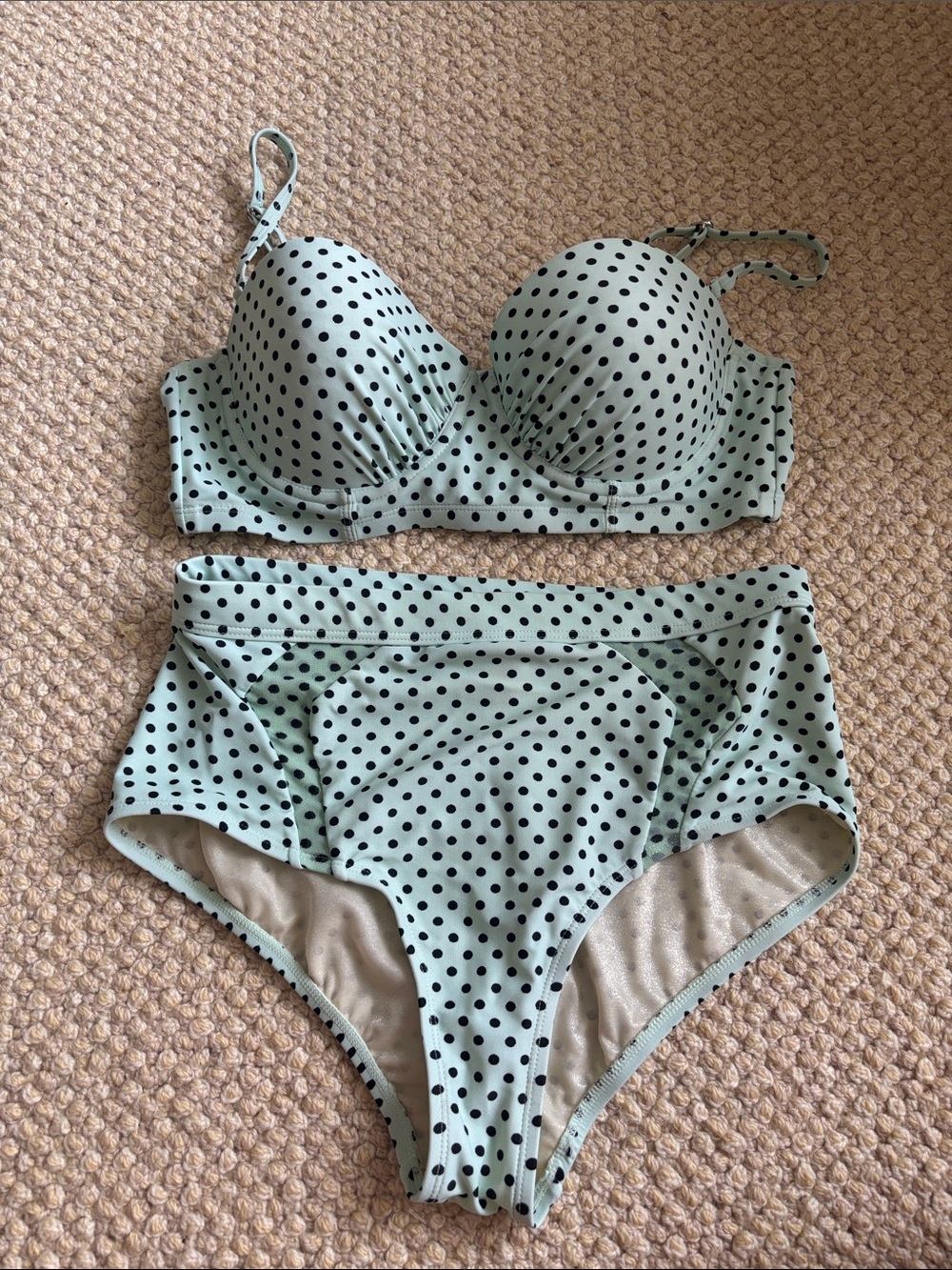 Betsey Johnson Mint Polka Dot Bikini Set Size M